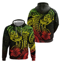 Hawaiian Manta Ray and Hammerhead Shark Tribal Tattoo Zip Hoodie with Polynesian Tribal Pattern Reggae Style LT03 - Polynesian Pride