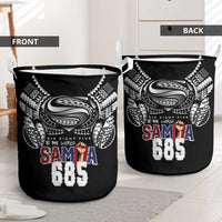 Super Samoa-Six Eight Five to The World Laundry Basket Traditional Samoan Tattoo Black Color