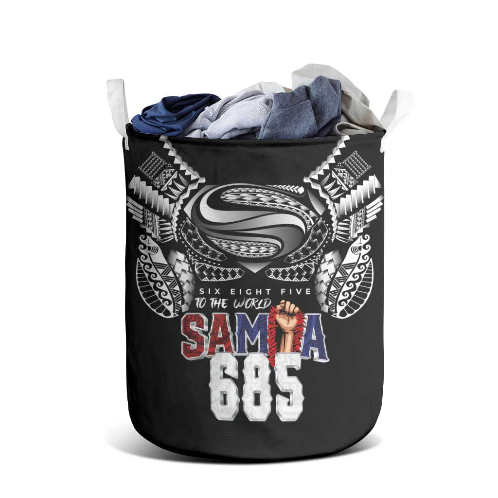 Super Samoa-Six Eight Five to The World Laundry Basket Traditional Samoan Tattoo Black Color