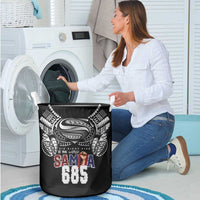 Super Samoa-Six Eight Five to The World Laundry Basket Traditional Samoan Tattoo Black Color