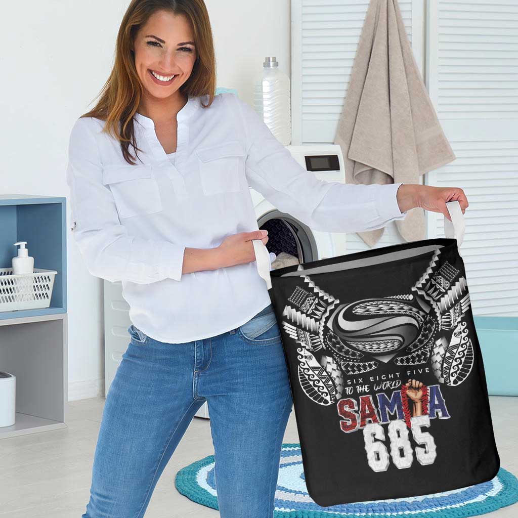 Super Samoa-Six Eight Five to The World Laundry Basket Traditional Samoan Tattoo Black Color