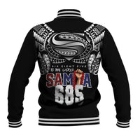 Super Samoa-Six Eight Five to The World Baseball Jacket Traditional Samoan Tattoo Black Color