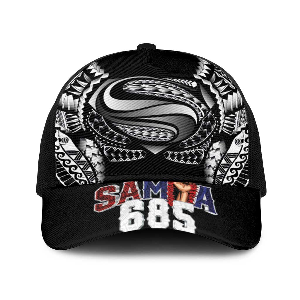 Super Samoa-Six Eight Five to The World Baseball Net Cap Traditional Samoan Tattoo Black Color