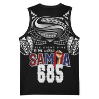 Super Samoa-Six Eight Five to The World Basketball Jersey Traditional Samoan Tattoo Black Color