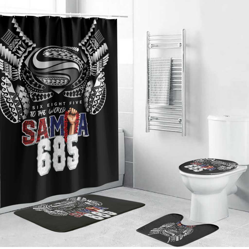 Super Samoa-Six Eight Five to The World Bathroom Set Traditional Samoan Tattoo Black Color