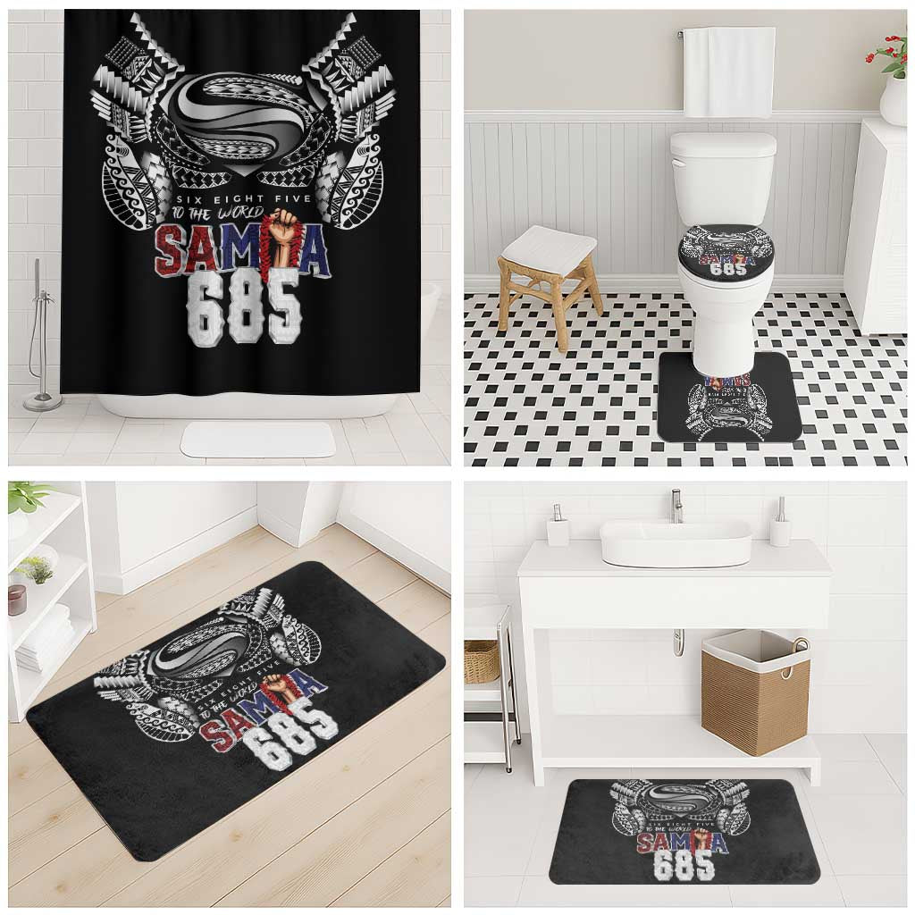 Super Samoa-Six Eight Five to The World Bathroom Set Traditional Samoan Tattoo Black Color