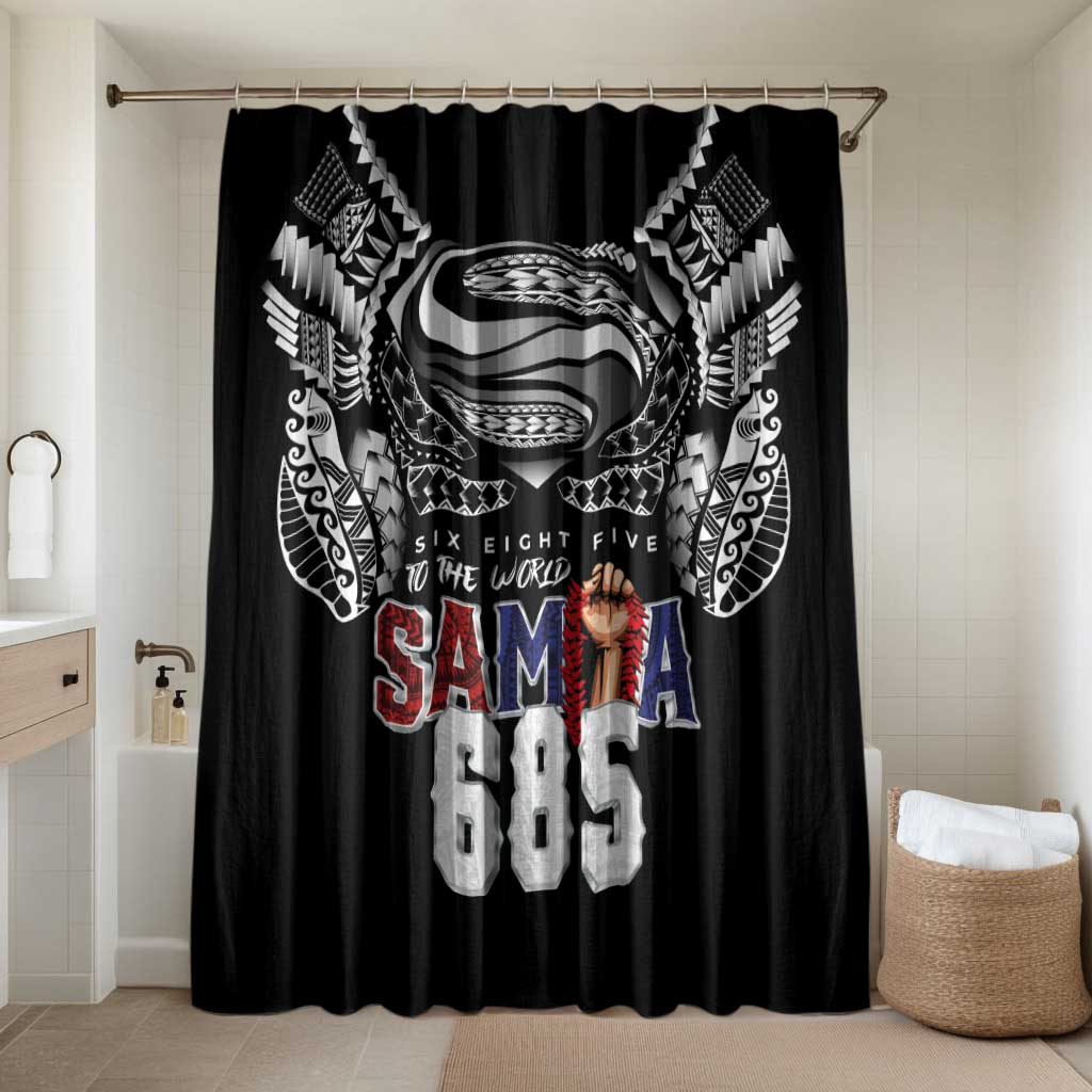 Super Samoa-Six Eight Five to The World Bathroom Set Traditional Samoan Tattoo Black Color