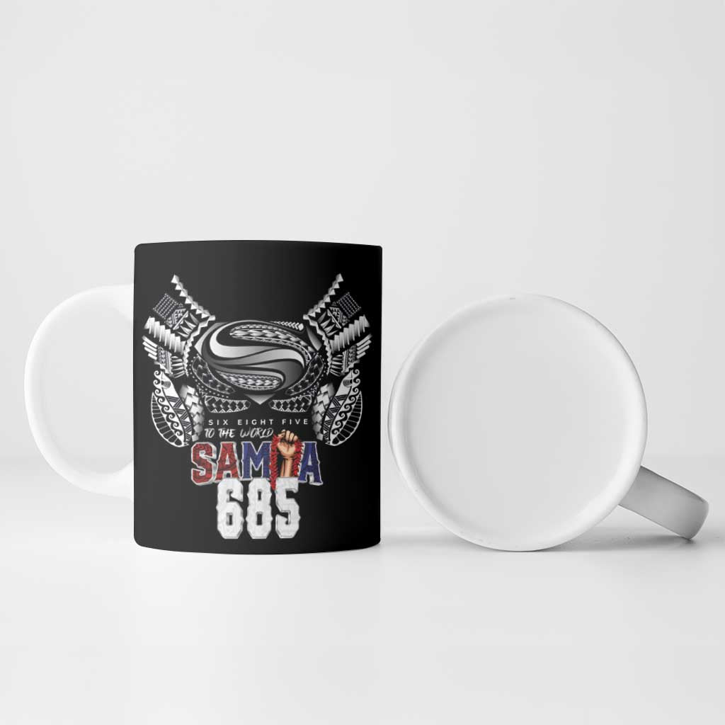 Super Samoa-Six Eight Five to The World Ceramic Mug Traditional Samoan Tattoo Black Color