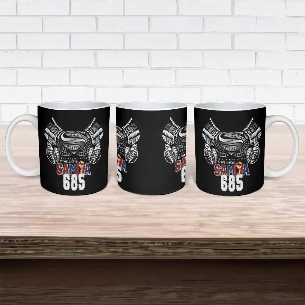 Super Samoa-Six Eight Five to The World Ceramic Mug Traditional Samoan Tattoo Black Color
