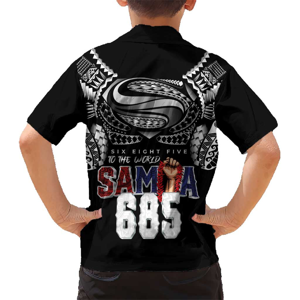 Super Samoa-Six Eight Five to The World Family Matching Off Shoulder Maxi Dress and Hawaiian Shirt Traditional Samoan Tattoo Black Color LT03 - Polynesian Pride