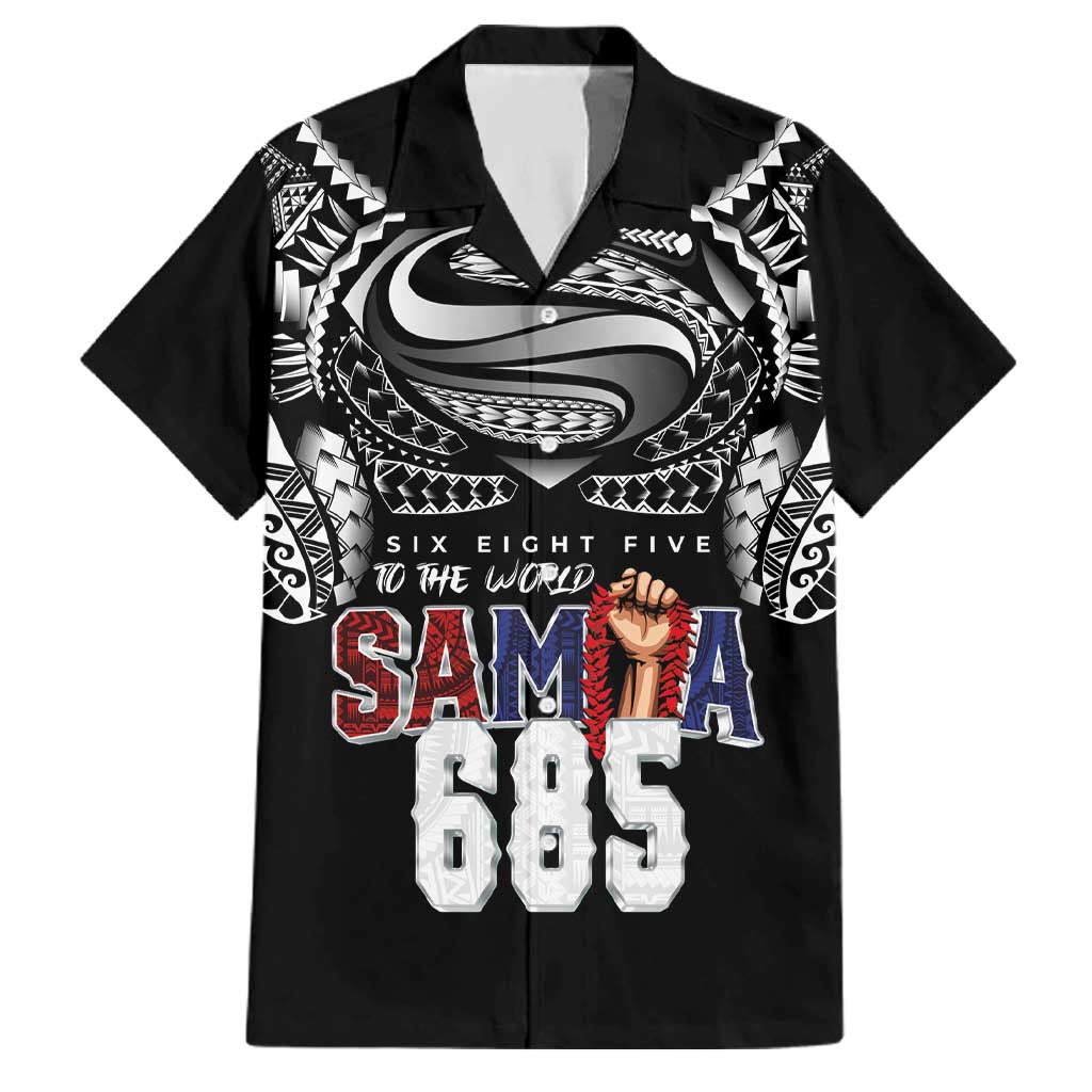 Super Samoa-Six Eight Five to The World Family Matching Summer Maxi Dress and Hawaiian Shirt Traditional Samoan Tattoo Black Color LT03 Dad's Shirt - Short Sleeve Black - Polynesian Pride