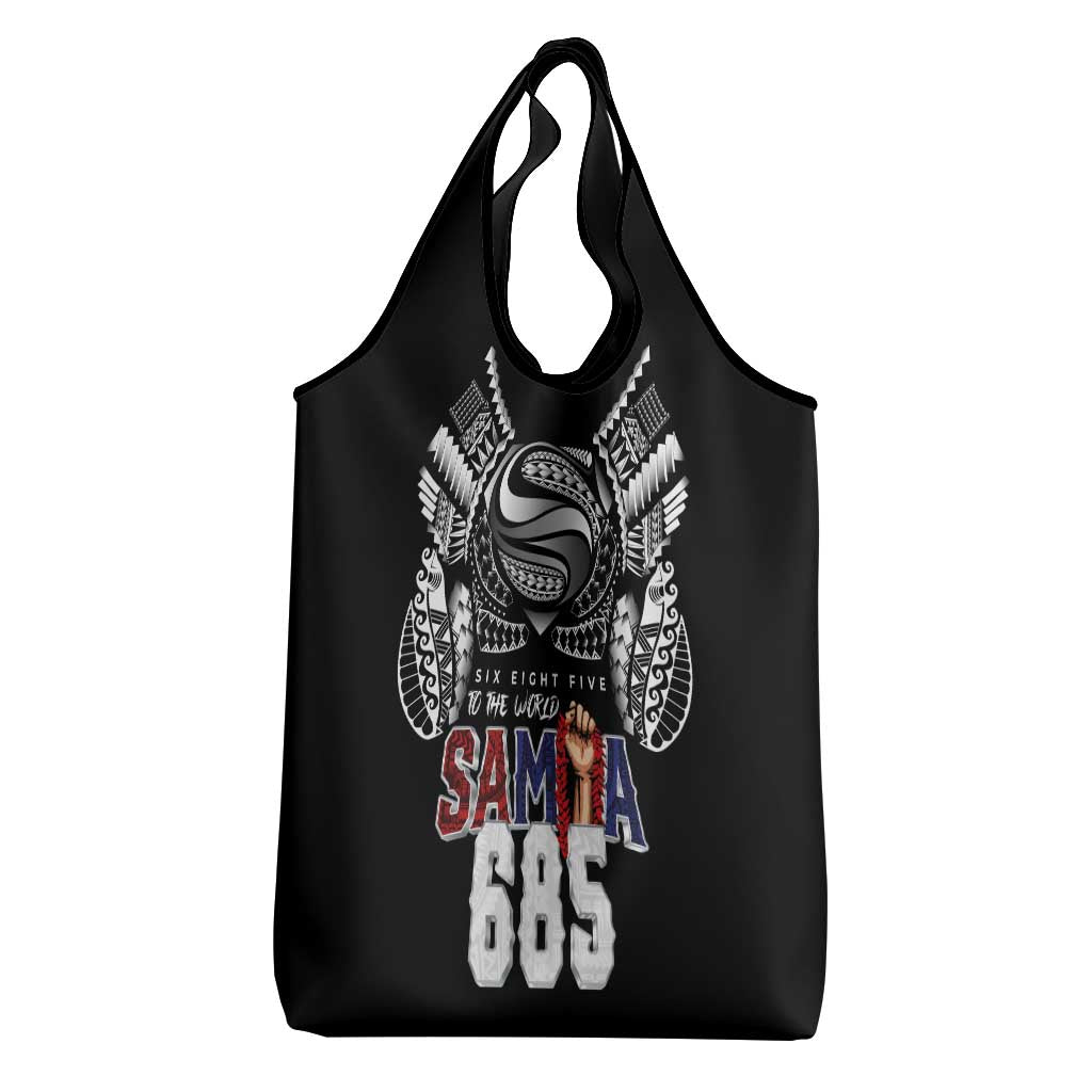 Super Samoa-Six Eight Five to The World Grocery Bag Traditional Samoan Tattoo Black Color