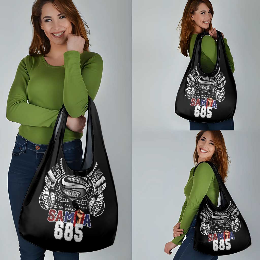 Super Samoa-Six Eight Five to The World Grocery Bag Traditional Samoan Tattoo Black Color