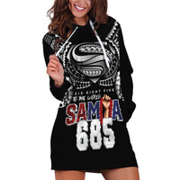 Super Samoa-Six Eight Five to The World Hoodie Dress Traditional Samoan Tattoo Black Color