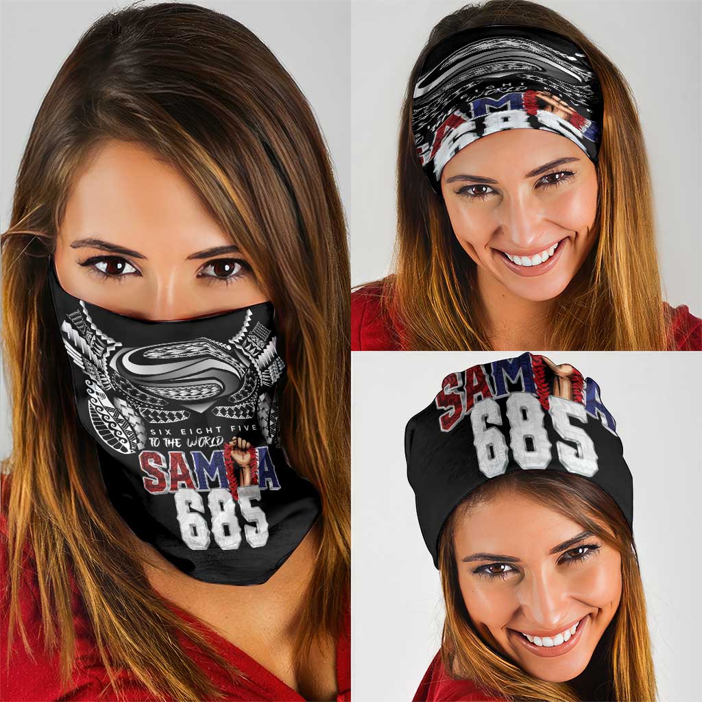 Super Samoa-Six Eight Five to The World Neck Gaiter Traditional Samoan Tattoo Black Color