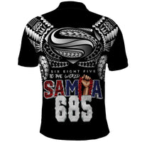 Super Samoa-Six Eight Five to The World Polo Shirt Traditional Samoan Tattoo Black Color