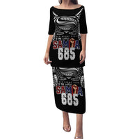 Super Samoa-Six Eight Five to The World Puletasi Traditional Samoan Tattoo Black Color