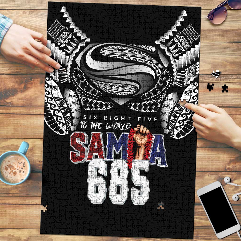 Super Samoa-Six Eight Five to The World Puzzle Traditional Samoan Tattoo Black Color