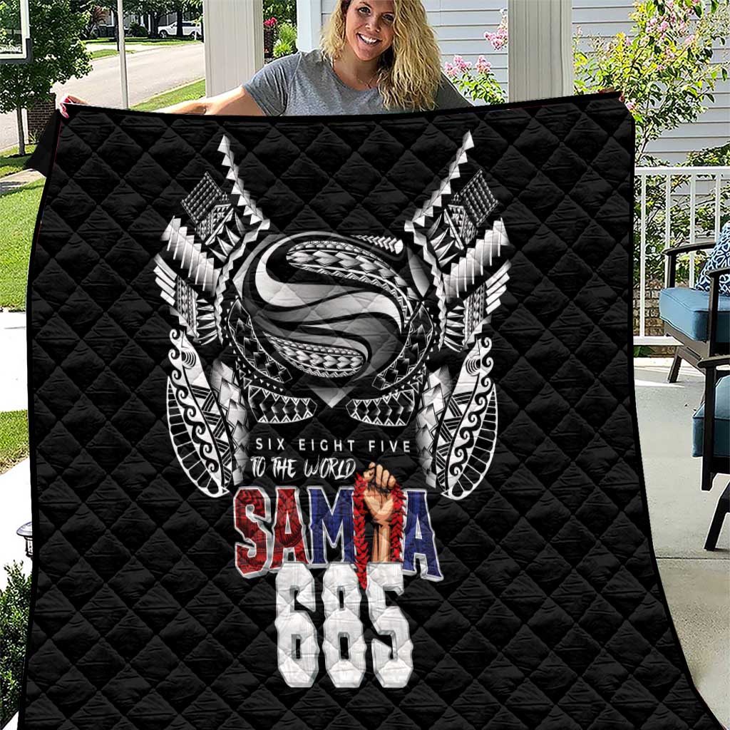 Super Samoa-Six Eight Five to The World Quilt Traditional Samoan Tattoo Black Color