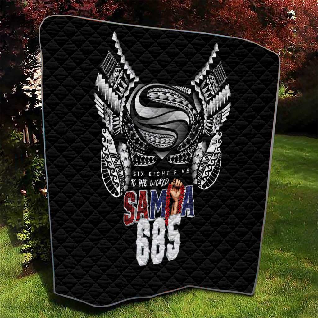 Super Samoa-Six Eight Five to The World Quilt Traditional Samoan Tattoo Black Color