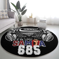 Super Samoa-Six Eight Five to The World Round Carpet Traditional Samoan Tattoo Black Color