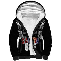 Super Samoa-Six Eight Five to The World Sherpa Hoodie Traditional Samoan Tattoo Black Color