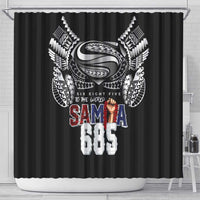 Super Samoa-Six Eight Five to The World Shower Curtain Traditional Samoan Tattoo Black Color