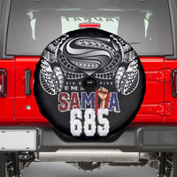 Super Samoa-Six Eight Five to The World Spare Tire Cover Traditional Samoan Tattoo Black Color