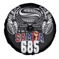 Super Samoa-Six Eight Five to The World Spare Tire Cover Traditional Samoan Tattoo Black Color