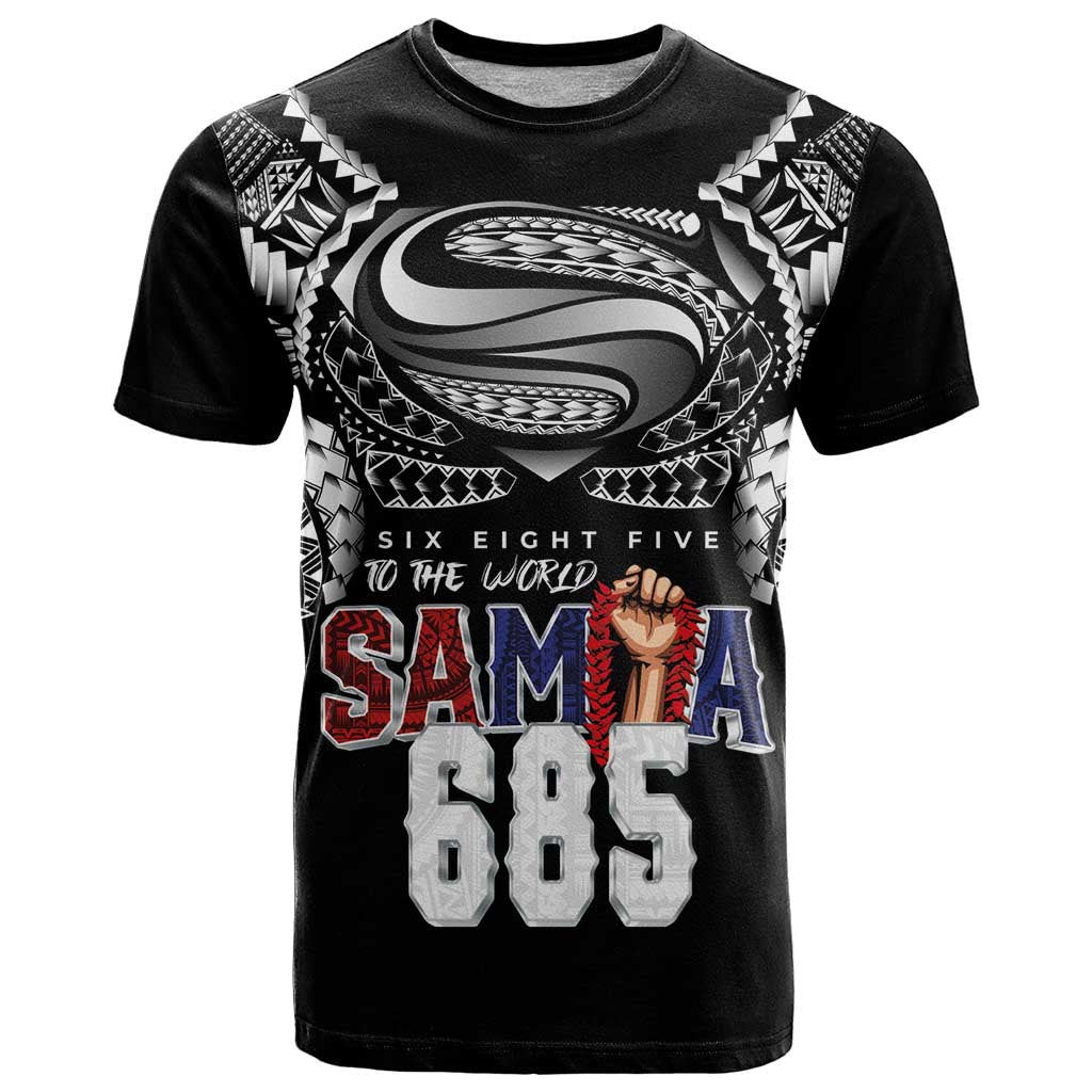Super Samoa-Six Eight Five to The World T Shirt Traditional Samoan Tattoo Black Color