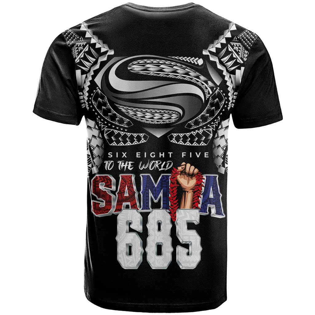 Super Samoa-Six Eight Five to The World T Shirt Traditional Samoan Tattoo Black Color