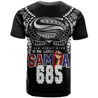 Super Samoa-Six Eight Five to The World T Shirt Traditional Samoan Tattoo Black Color