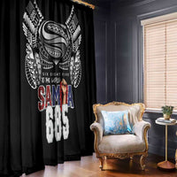 Super Samoa-Six Eight Five to The World Window Curtain Traditional Samoan Tattoo Black Color