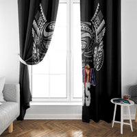 Super Samoa-Six Eight Five to The World Window Curtain Traditional Samoan Tattoo Black Color