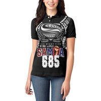 Super Samoa-Six Eight Five to The World Women Polo Shirt Traditional Samoan Tattoo Black Color