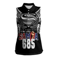 Super Samoa-Six Eight Five to The World Women Sleeveless Polo Shirt Traditional Samoan Tattoo Black Color LT03 Female Black - Polynesian Pride