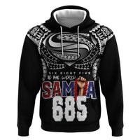 Super Samoa-Six Eight Five to The World Zip Hoodie Traditional Samoan Tattoo Black Color