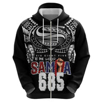 Super Samoa-Six Eight Five to The World Zip Hoodie Traditional Samoan Tattoo Black Color