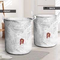 Super Samoa-Six Eight Five to The World Laundry Basket Traditional Samoan Tattoo All White