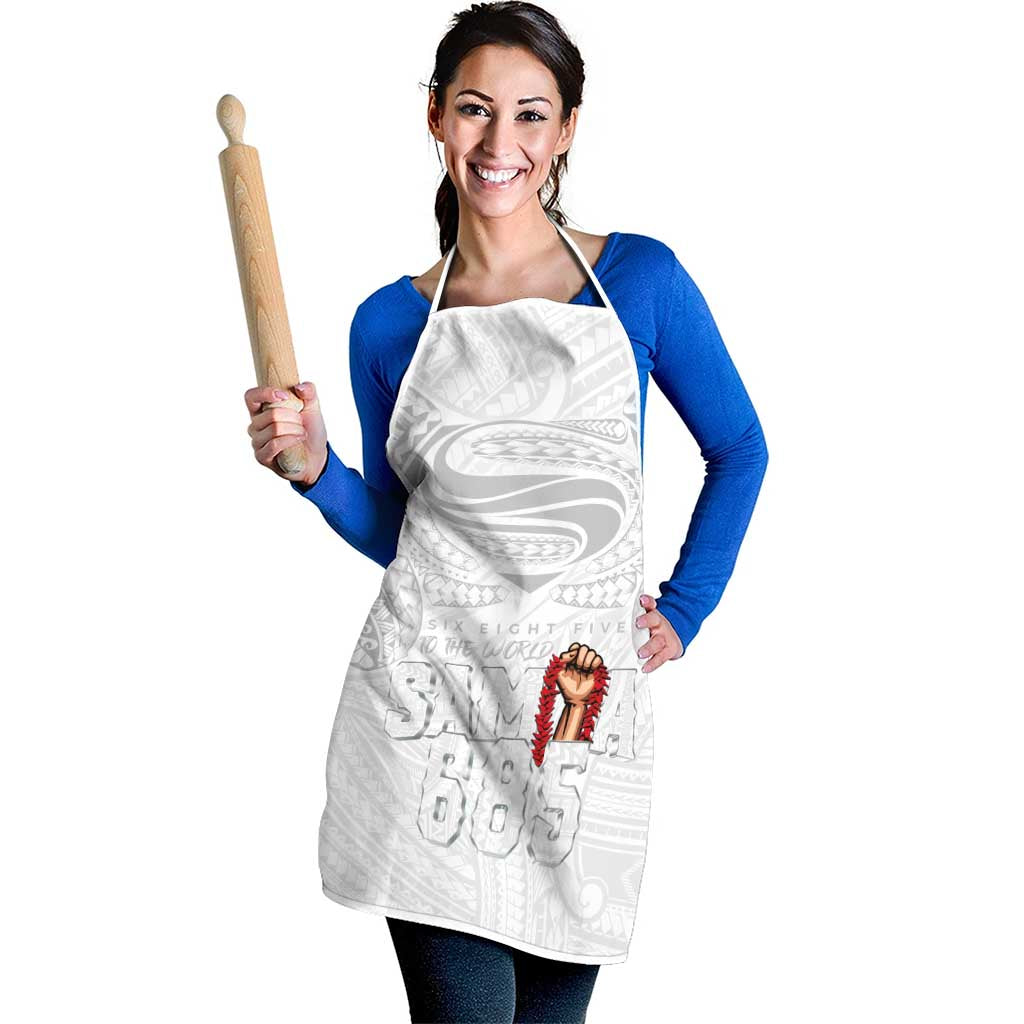 Super Samoa-Six Eight Five to The World Apron Traditional Samoan Tattoo All White