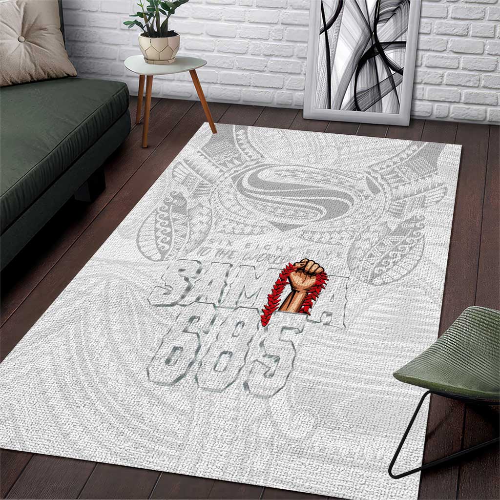 Super Samoa-Six Eight Five to The World Area Rug Traditional Samoan Tattoo All White