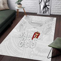 Super Samoa-Six Eight Five to The World Area Rug Traditional Samoan Tattoo All White
