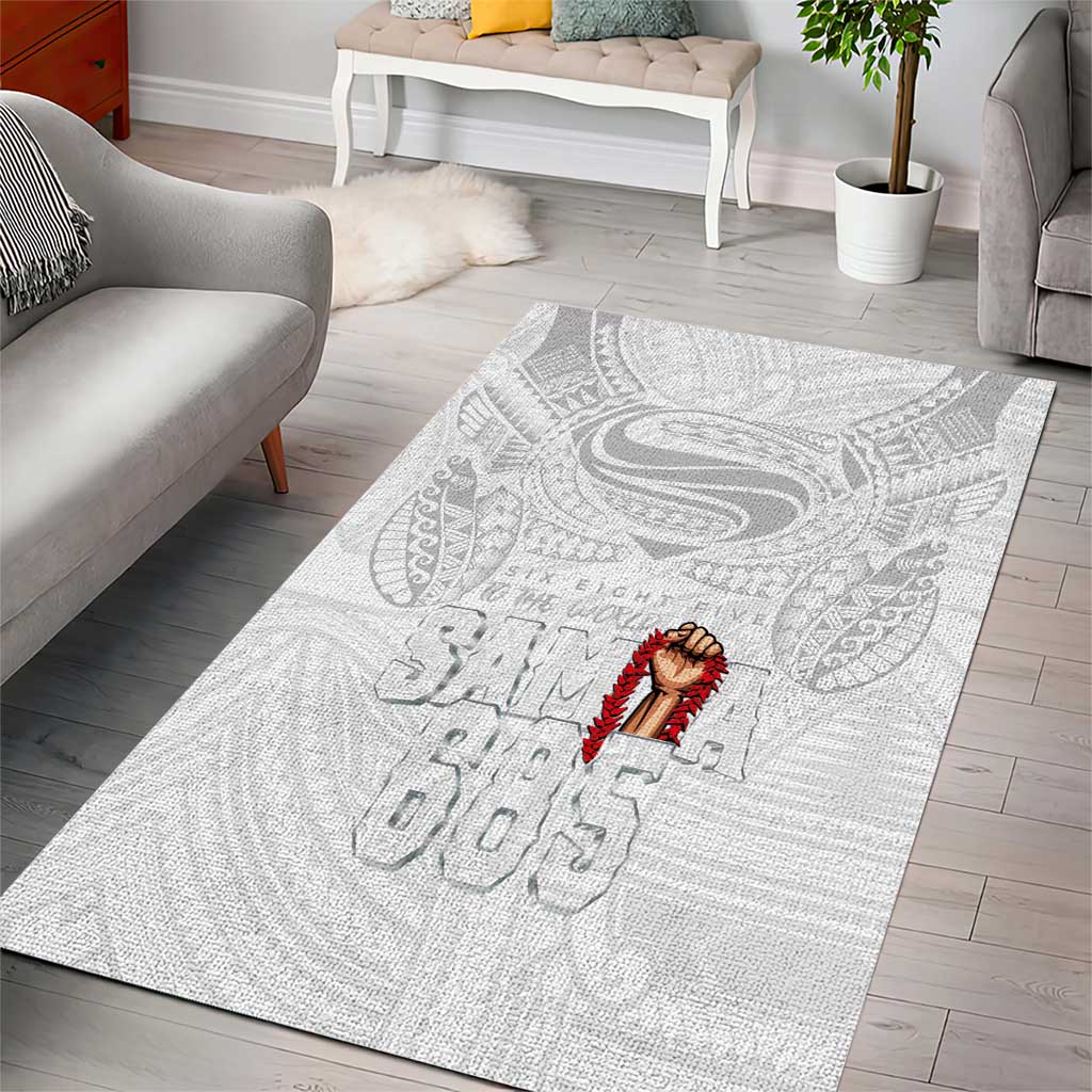 Super Samoa-Six Eight Five to The World Area Rug Traditional Samoan Tattoo All White