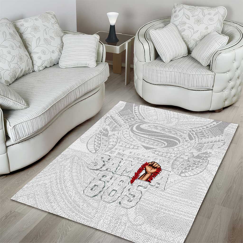 Super Samoa-Six Eight Five to The World Area Rug Traditional Samoan Tattoo All White