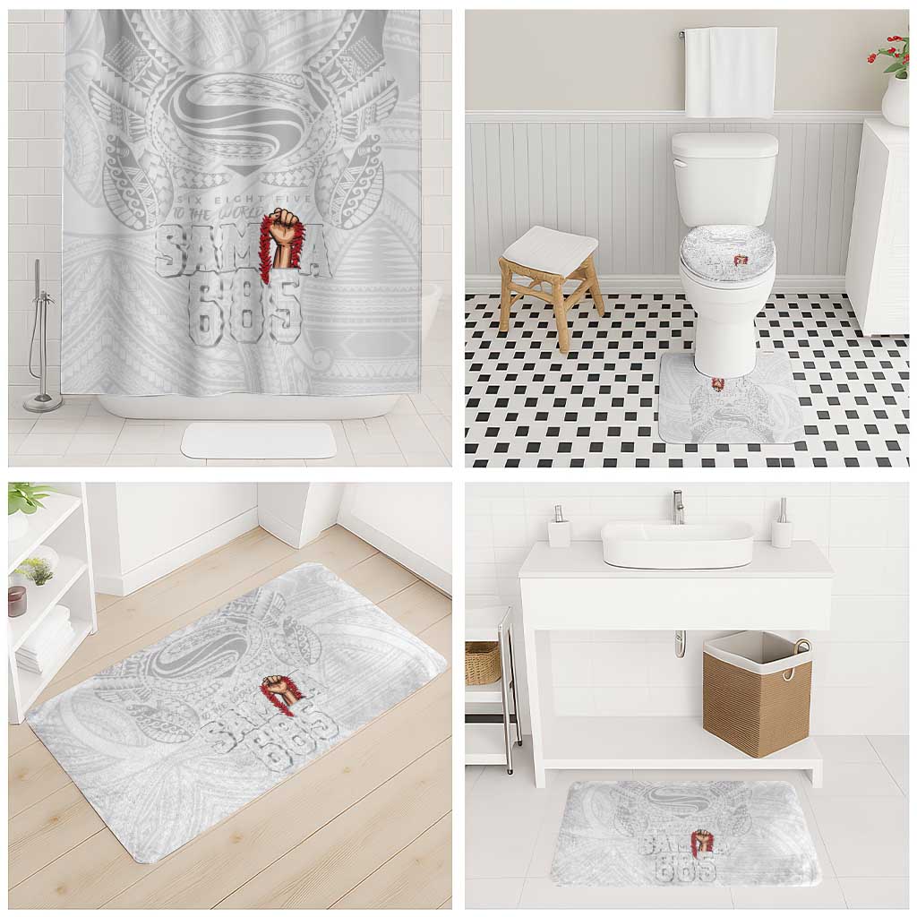 Super Samoa-Six Eight Five to The World Bathroom Set Traditional Samoan Tattoo All White