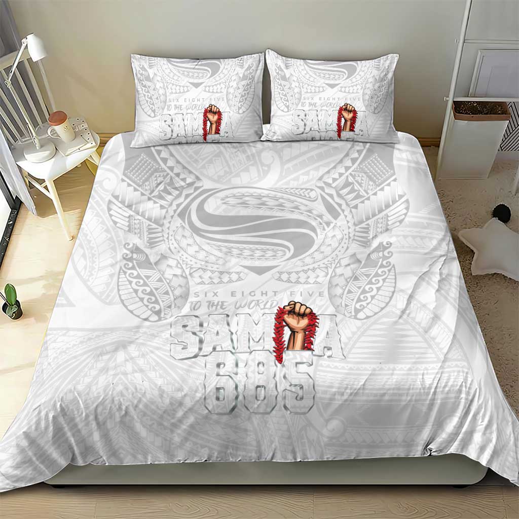 Super Samoa-Six Eight Five to The World Bedding Set Traditional Samoan Tattoo All White