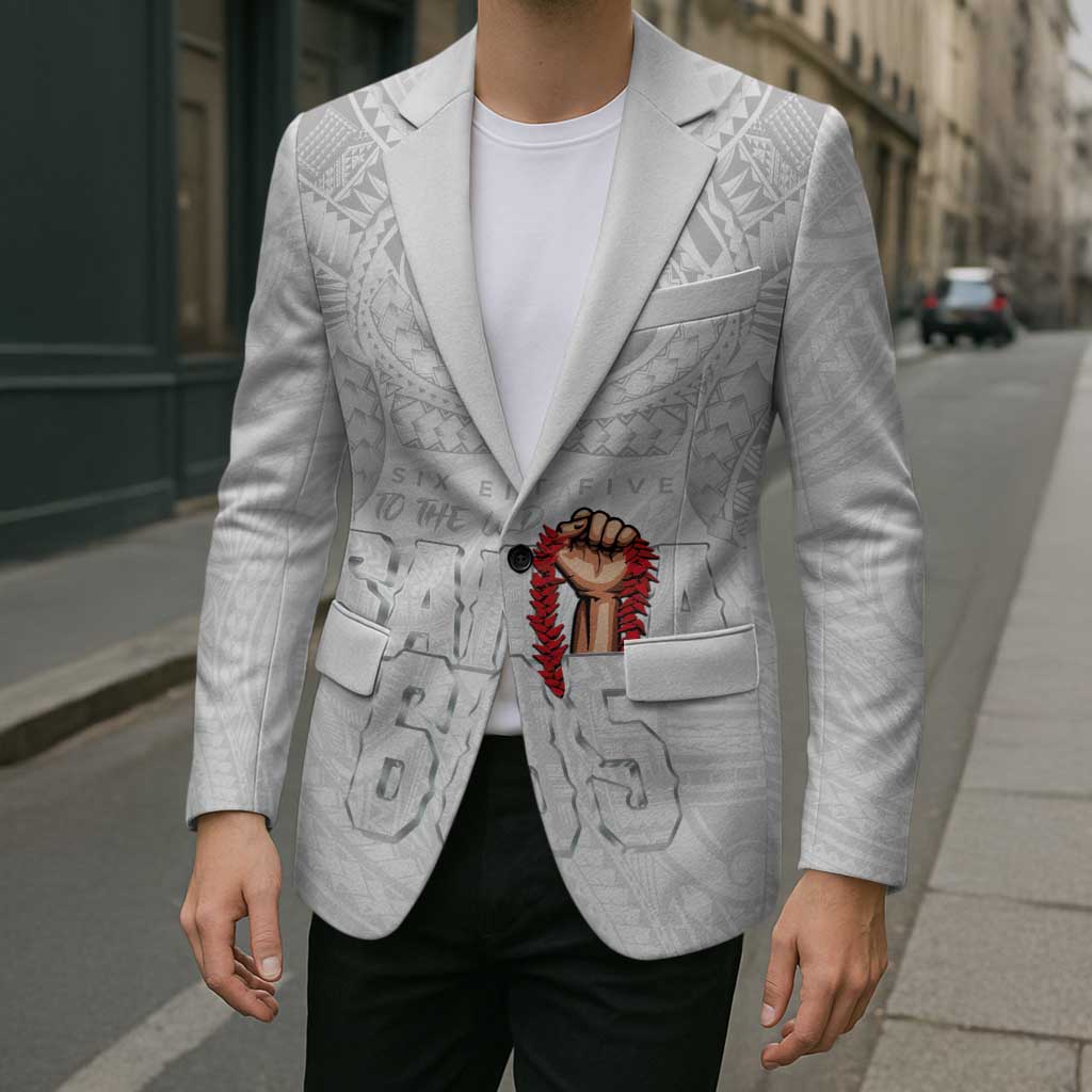Super Samoa-Six Eight Five to The World Blazer Traditional Samoan Tattoo All White