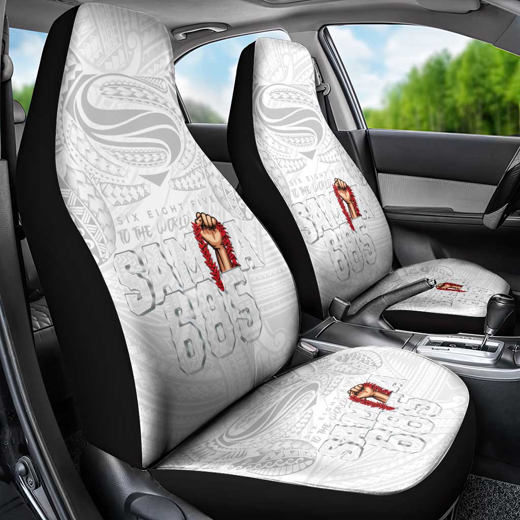 Super Samoa-Six Eight Five to The World Car Seat Cover Traditional Samoan Tattoo All White