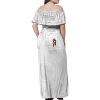 Super Samoa-Six Eight Five to The World Family Matching Off Shoulder Maxi Dress and Hawaiian Shirt Traditional Samoan Tattoo All White LT03 - Polynesian Pride