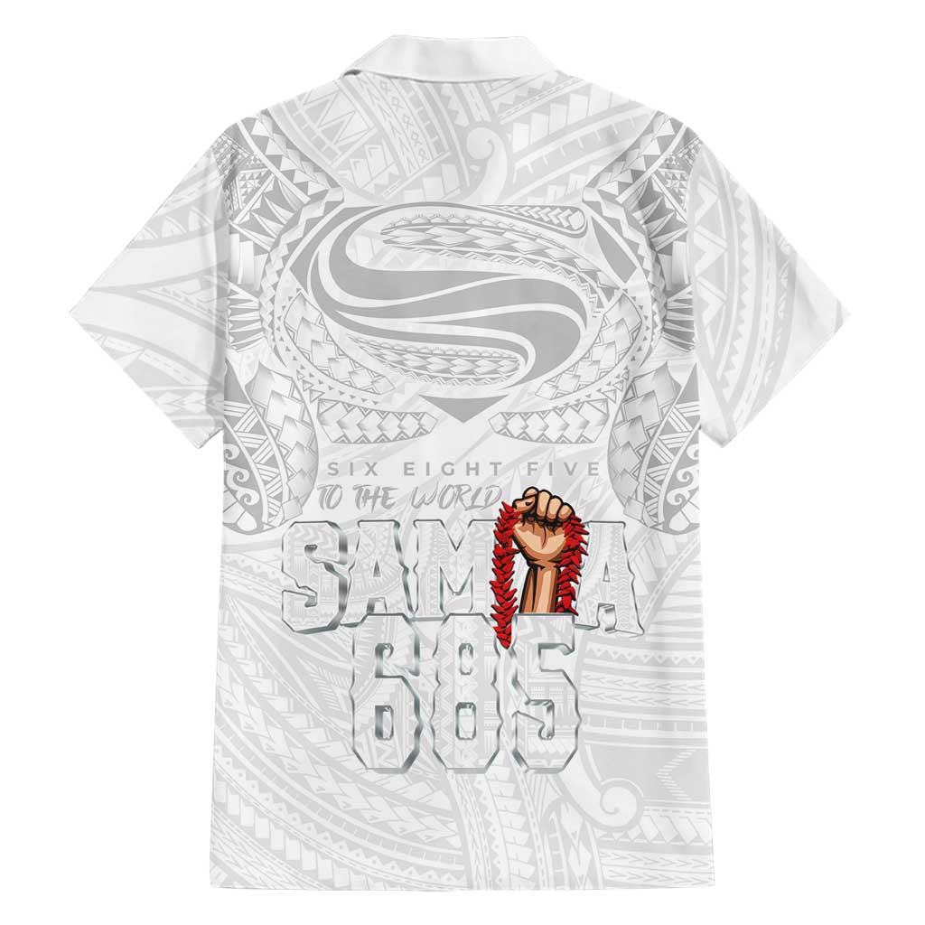 Super Samoa-Six Eight Five to The World Family Matching Puletasi and Hawaiian Shirt Traditional Samoan Tattoo All White LT03 - Polynesian Pride
